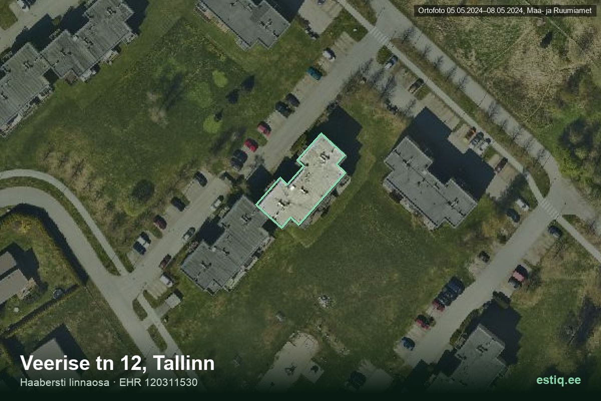 Veerise tänav 12, Tallinn – ilmakuva rakennuksesta, ääriviiva rakennusrekisteristä (EHR)
