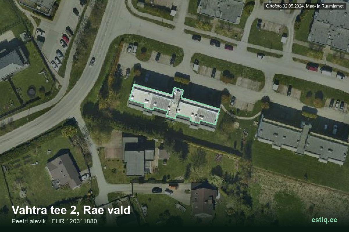 Vahtra tee 2, Rae – hoone aerofoto, kontuur ehitisregistri (EHR) andmetest