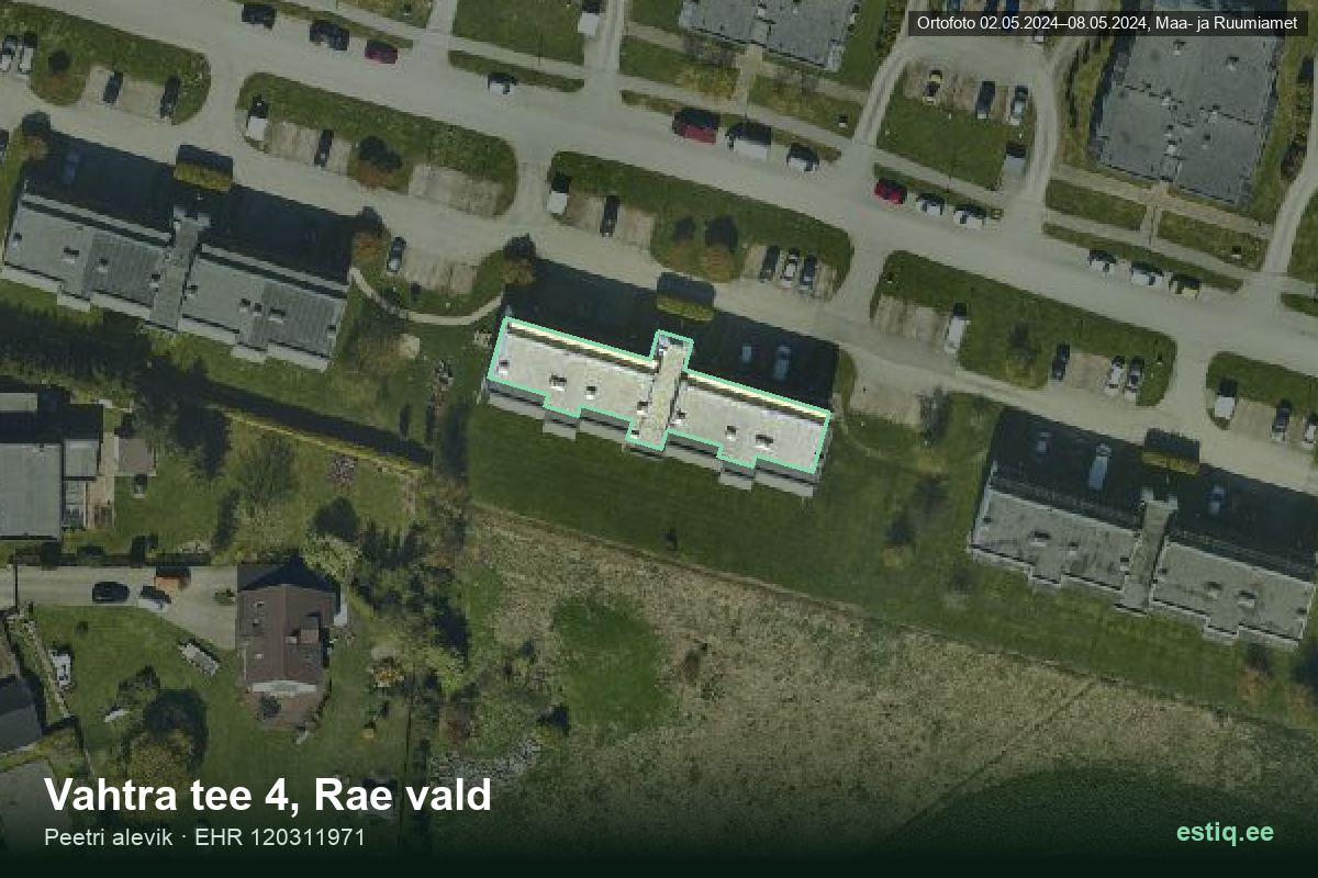 Vahtra tee 4, Rae – hoone aerofoto, kontuur ehitisregistri (EHR) andmetest
