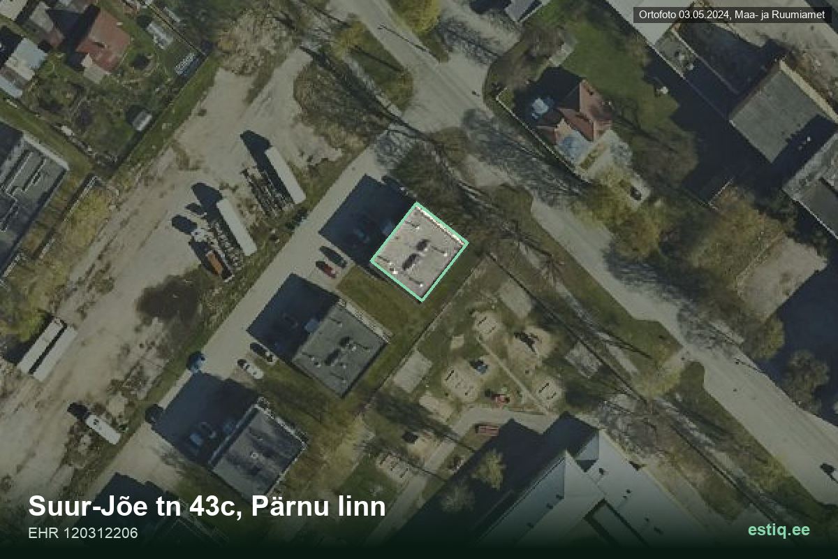 Suur-Jõe tänav 43c, Pärnu – ilmakuva rakennuksesta, ääriviiva rakennusrekisteristä (EHR)