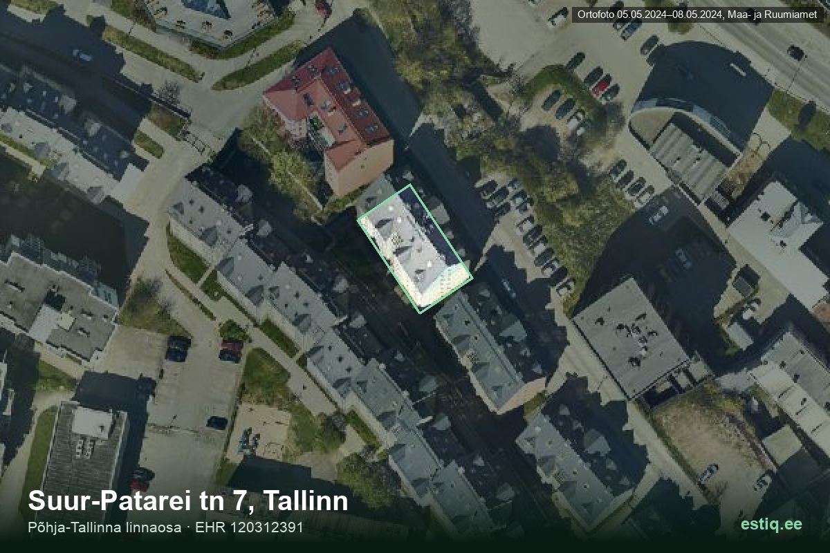 Suur-Patarei tänav 7, Tallinn – aerial photo of the building, outline from the Building Register (EHR)