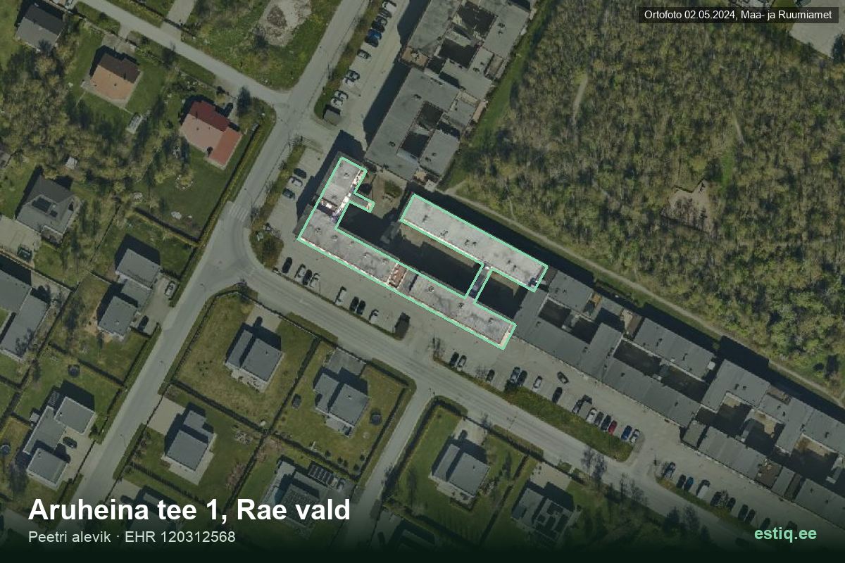 Aruheina tee 1, Rae – hoone aerofoto, kontuur ehitisregistri (EHR) andmetest
