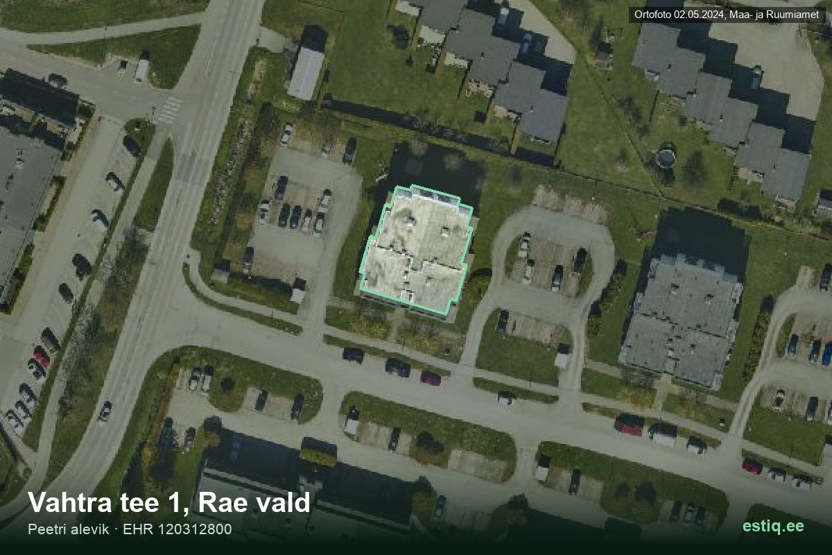 Vahtra tee 1, Rae – hoone aerofoto, kontuur ehitisregistri (EHR) andmetest