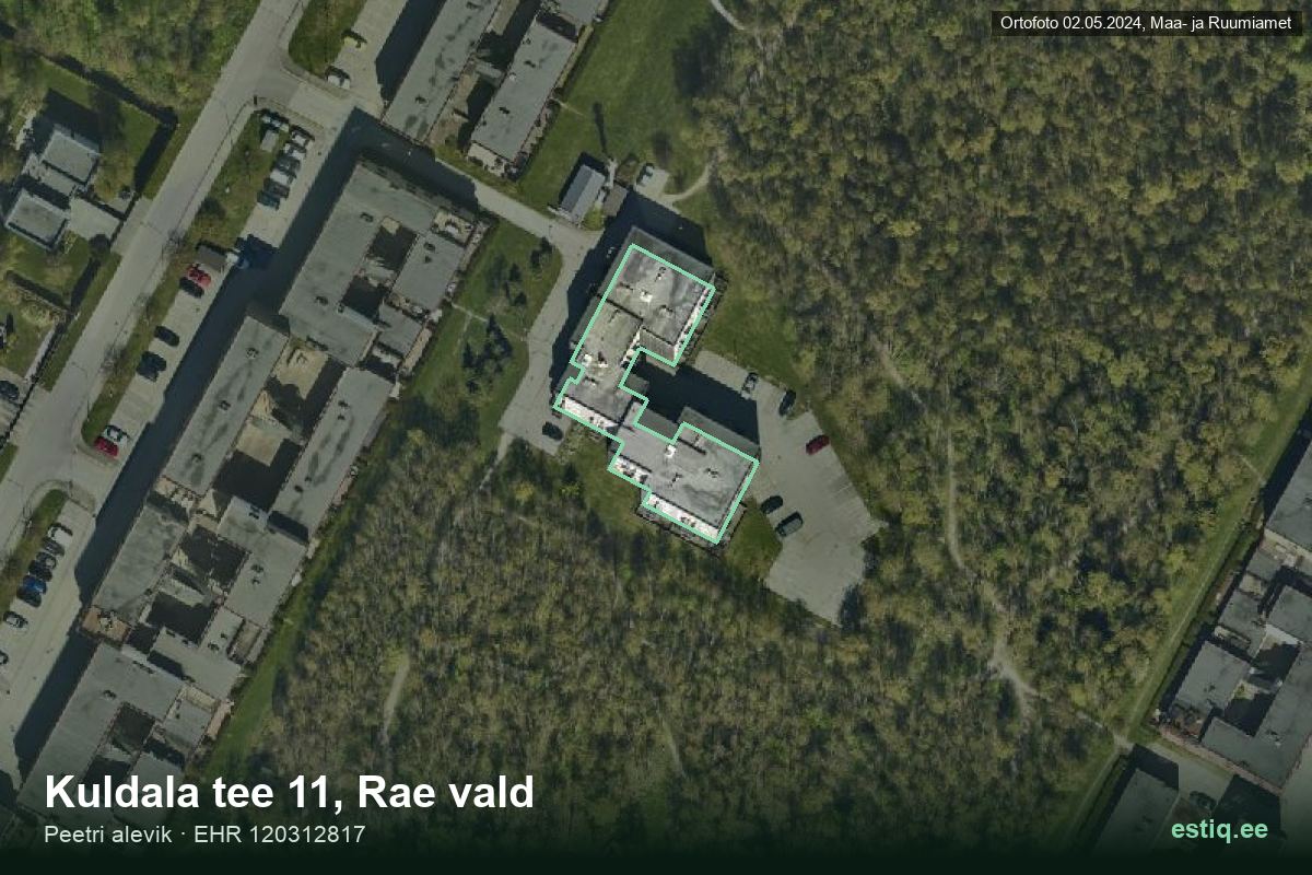 Kuldala tee 11, Rae – aerial photo of the building, outline from the Building Register (EHR)