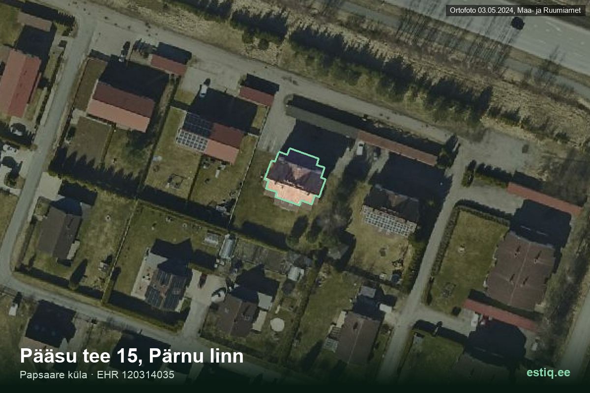 Pääsu tee 15, Pärnu – аэрофото дома, контур по данным регистра строений (EHR)