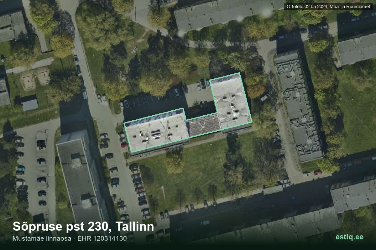 Sõpruse pst 230, Tallinn – hoone aerofoto, kontuur ehitisregistri (EHR) andmetest