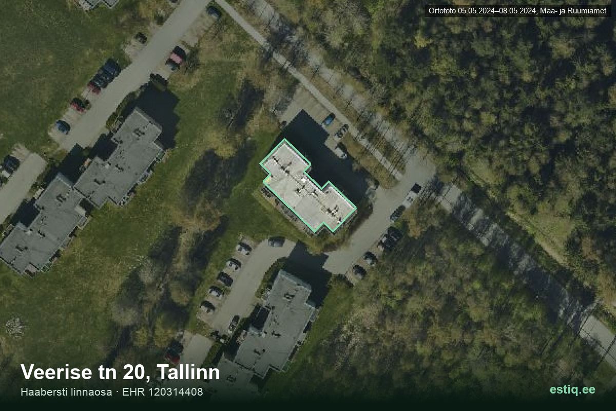 Veerise tänav 20, Tallinn – ilmakuva rakennuksesta, ääriviiva rakennusrekisteristä (EHR)