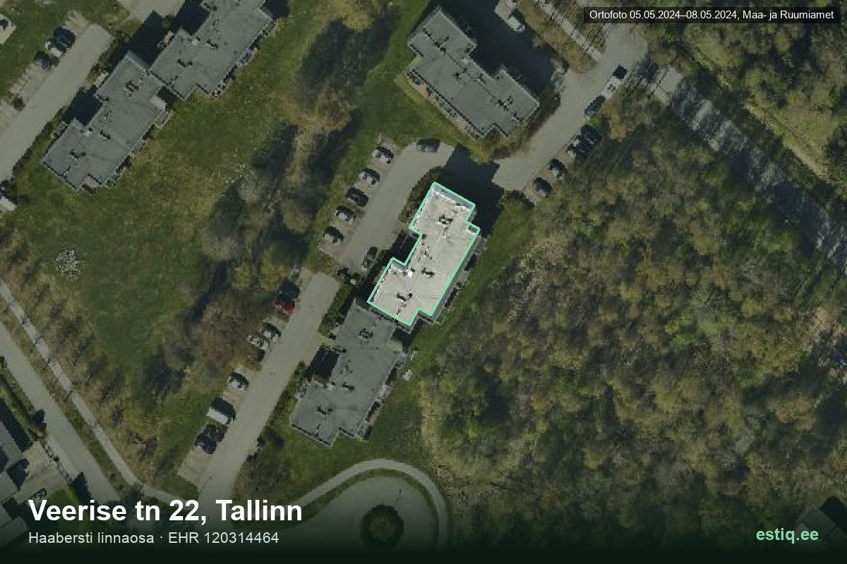 Veerise tänav 22, Tallinn – hoone aerofoto, kontuur ehitisregistri (EHR) andmetest