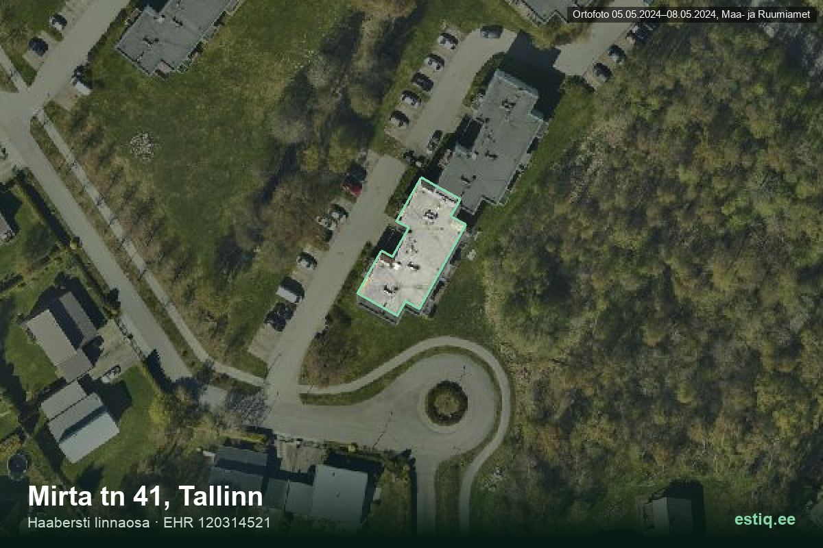 Mirta tänav 41, Tallinn – ilmakuva rakennuksesta, ääriviiva rakennusrekisteristä (EHR)