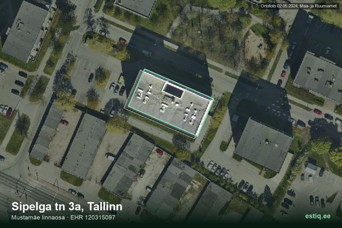 Sipelga tänav 3a, Tallinn – hoone aerofoto, kontuur ehitisregistri (EHR) andmetest