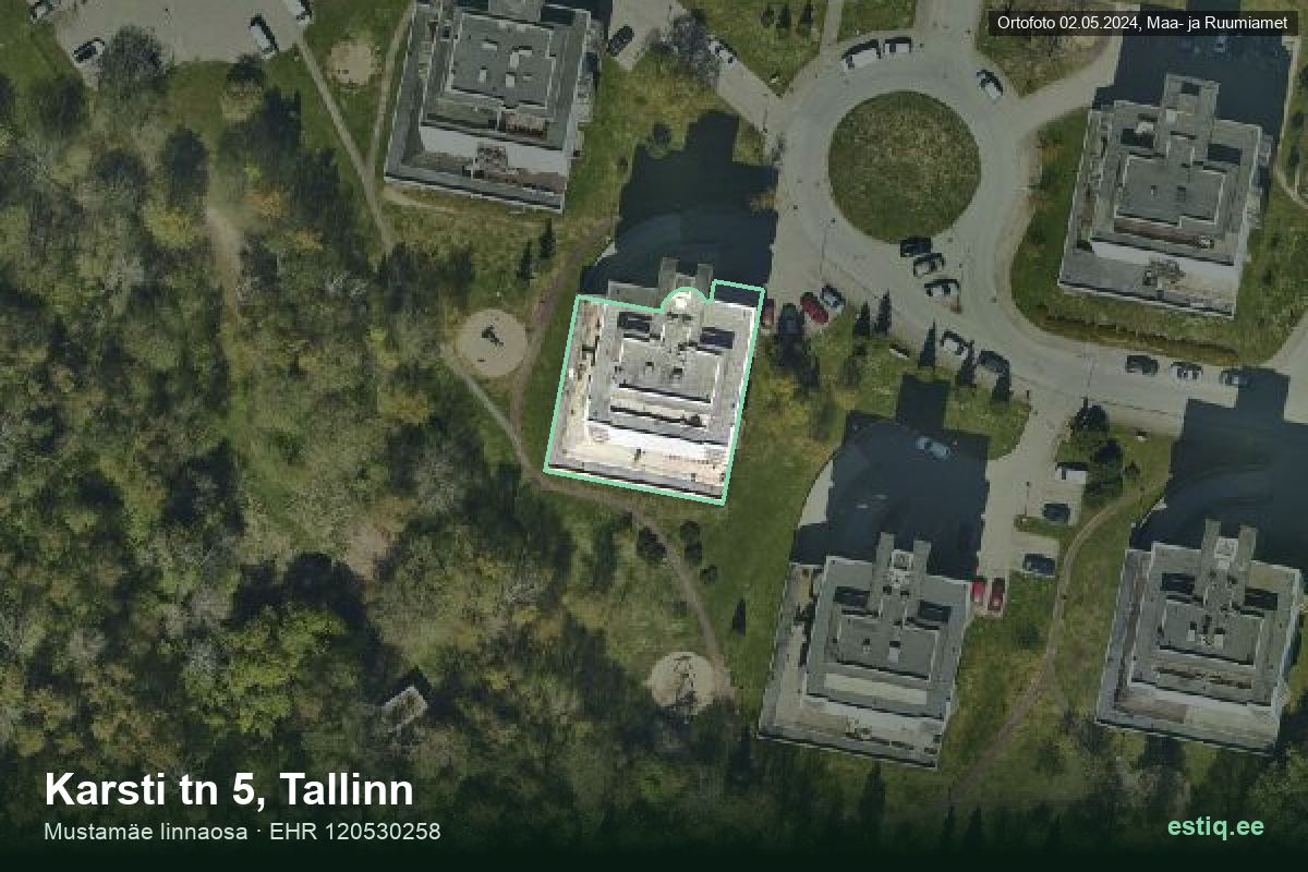 Karsti tänav 5, Tallinn – aerial photo of the building, outline from the Building Register (EHR)