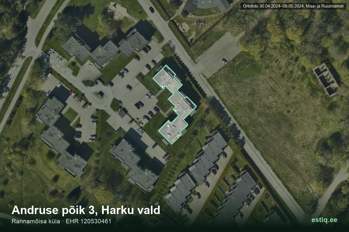 Andruse põik 3, Harku – aerial photo of the building, outline from the Building Register (EHR)