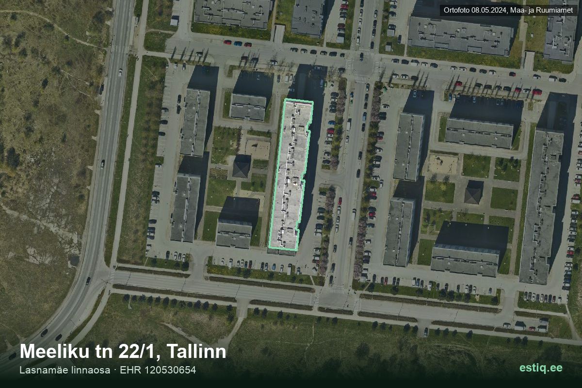 Meeliku tänav 22/1, Tallinn – hoone aerofoto, kontuur ehitisregistri (EHR) andmetest