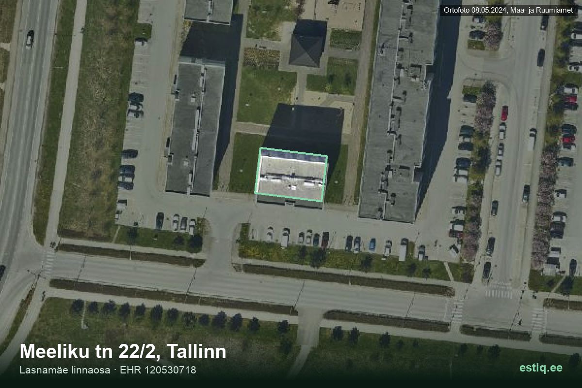 Meeliku tänav 22/2, Tallinn – hoone aerofoto, kontuur ehitisregistri (EHR) andmetest