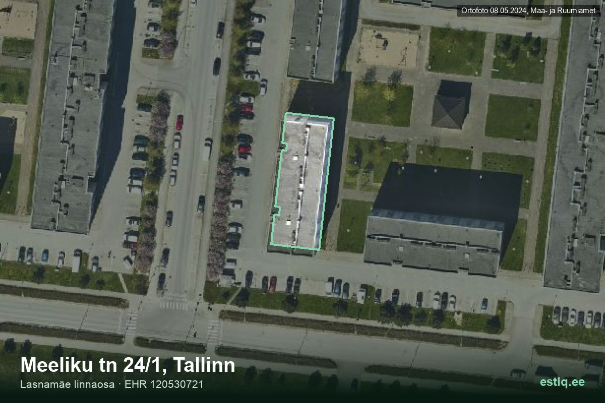 Meeliku tänav 24/1, Tallinn – hoone aerofoto, kontuur ehitisregistri (EHR) andmetest