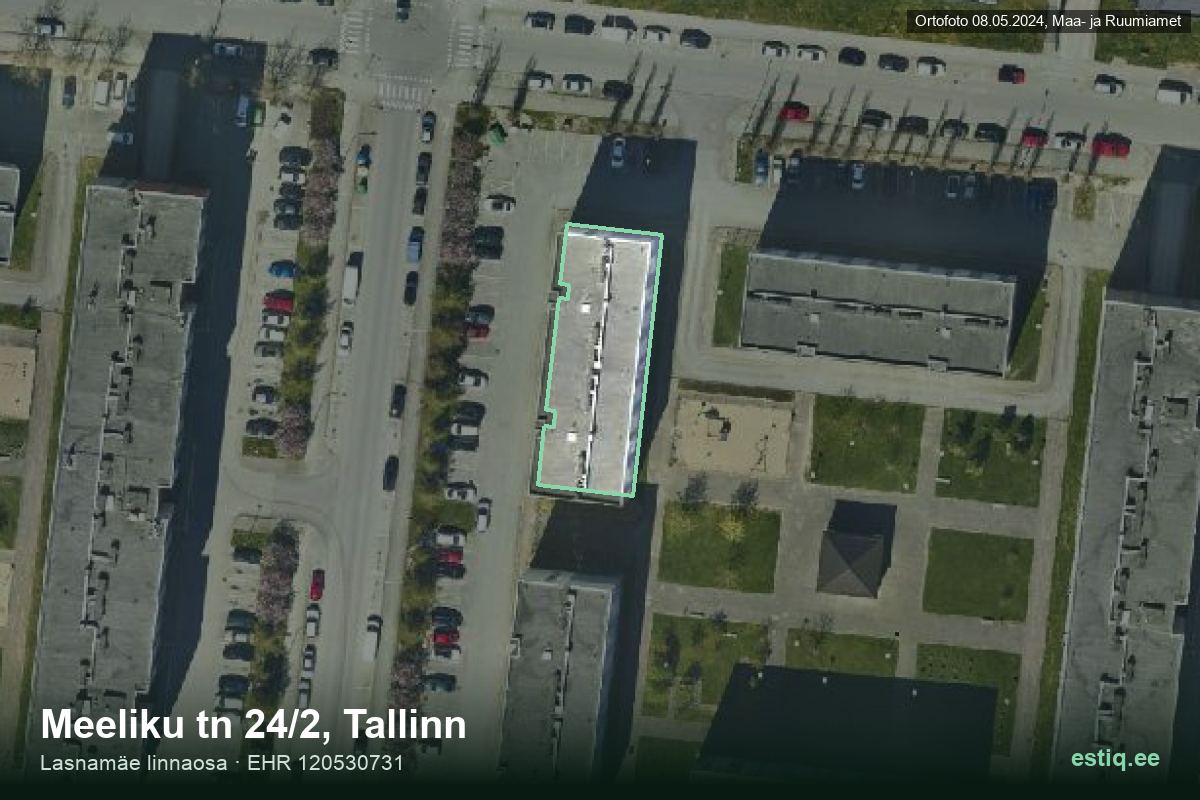 Meeliku tänav 24/2, Tallinn – hoone aerofoto, kontuur ehitisregistri (EHR) andmetest