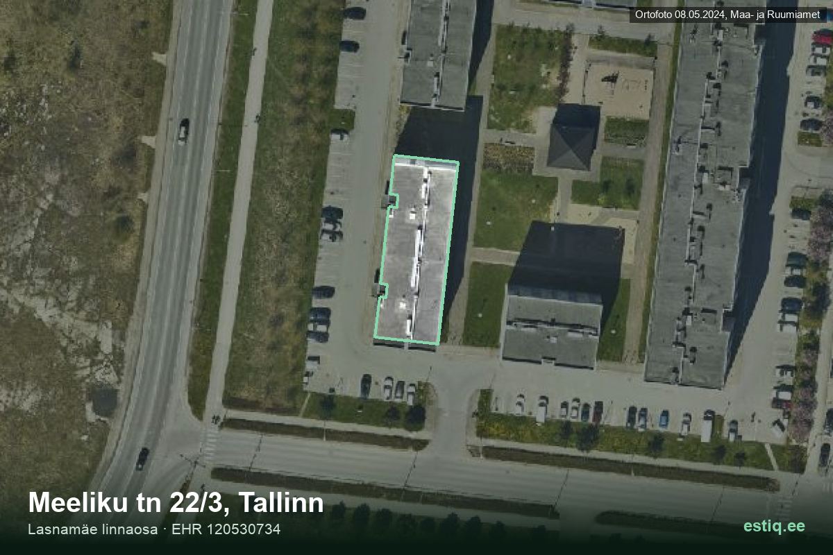 Meeliku tänav 22/3, Tallinn – hoone aerofoto, kontuur ehitisregistri (EHR) andmetest