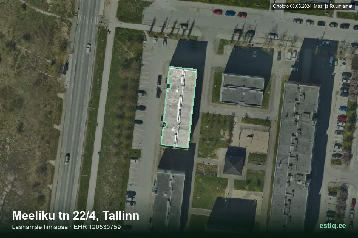 Meeliku tänav 22/4, Tallinn – hoone aerofoto, kontuur ehitisregistri (EHR) andmetest