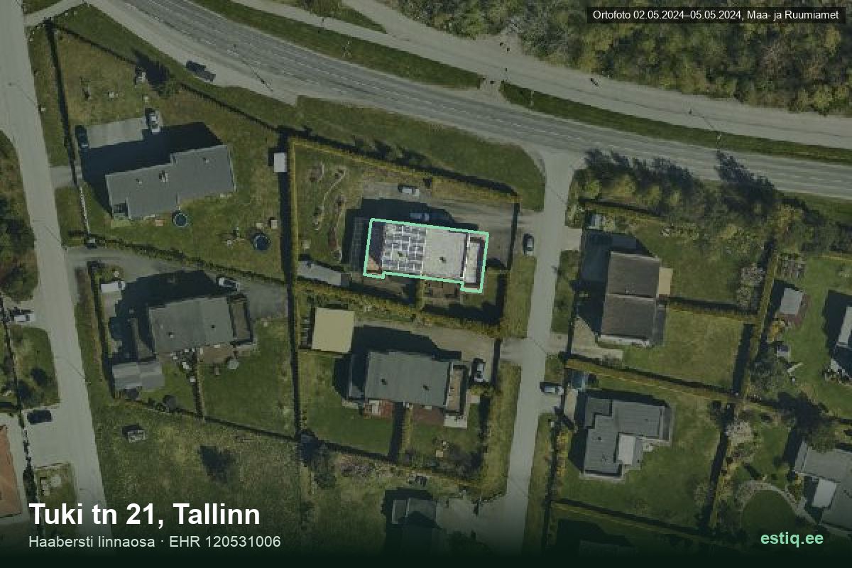 Tuki tänav 21, Tallinn – hoone aerofoto, kontuur ehitisregistri (EHR) andmetest