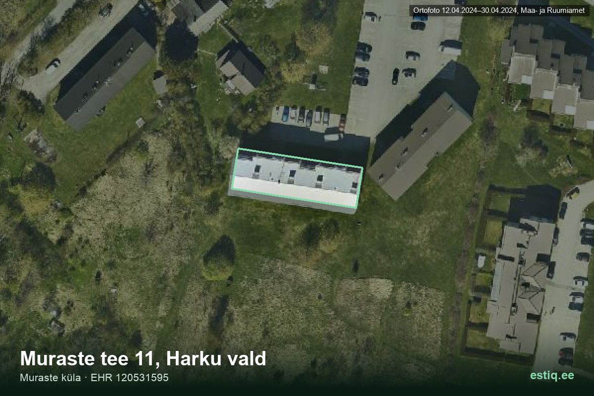 Muraste tee 11, Harku – hoone aerofoto, kontuur ehitisregistri (EHR) andmetest