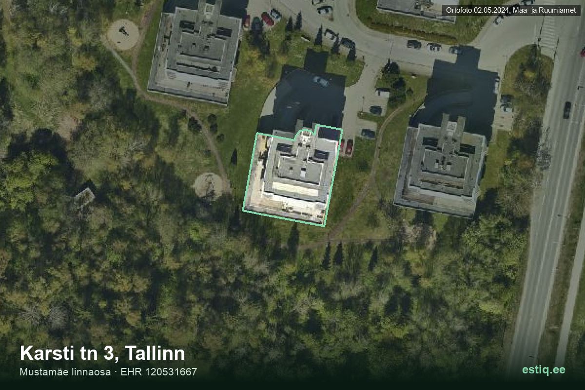 Karsti tänav 3, Tallinn – aerial photo of the building, outline from the Building Register (EHR)