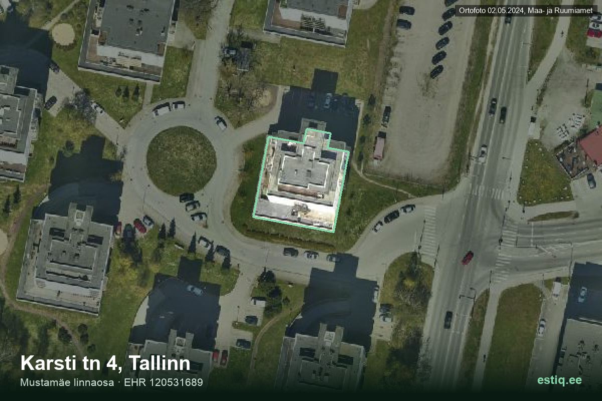 Karsti tänav 4, Tallinn – aerial photo of the building, outline from the Building Register (EHR)