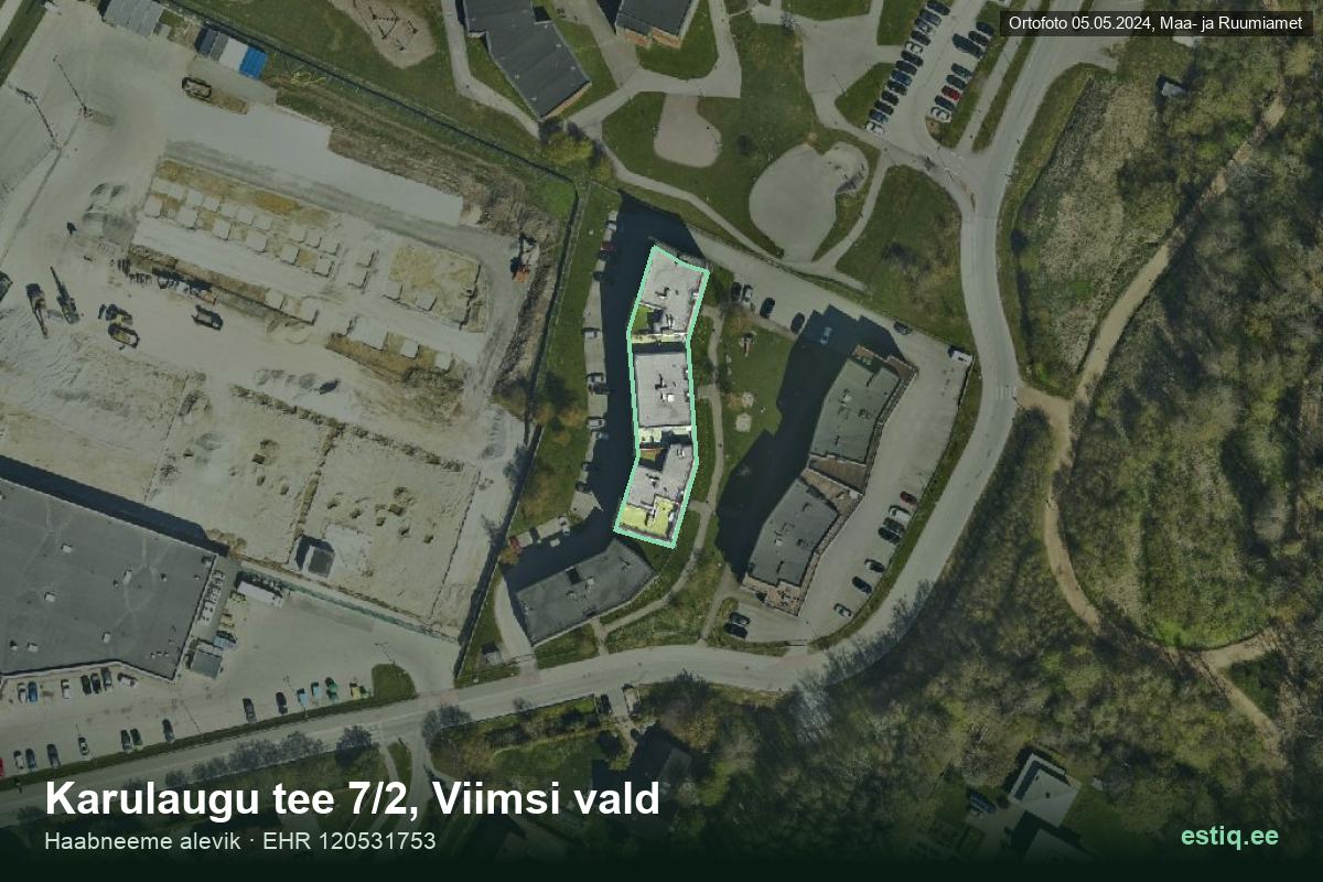 Karulaugu tee 7/2, Viimsi – aerial photo of the building, outline from the Building Register (EHR)