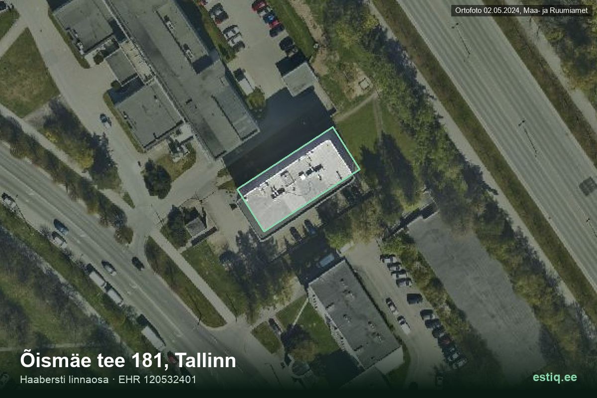 Õismäe tee 181, Tallinn – hoone aerofoto, kontuur ehitisregistri (EHR) andmetest