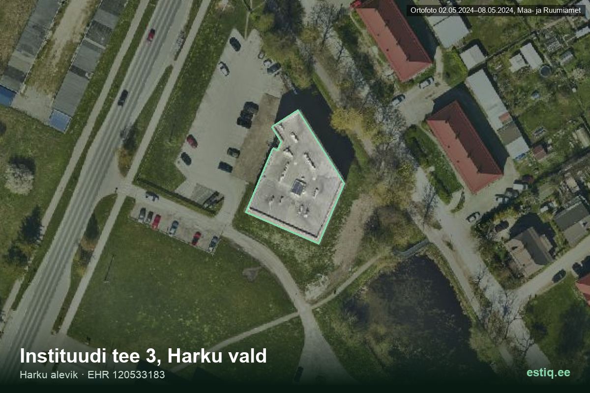 Instituudi tee 3, Harku – hoone aerofoto, kontuur ehitisregistri (EHR) andmetest