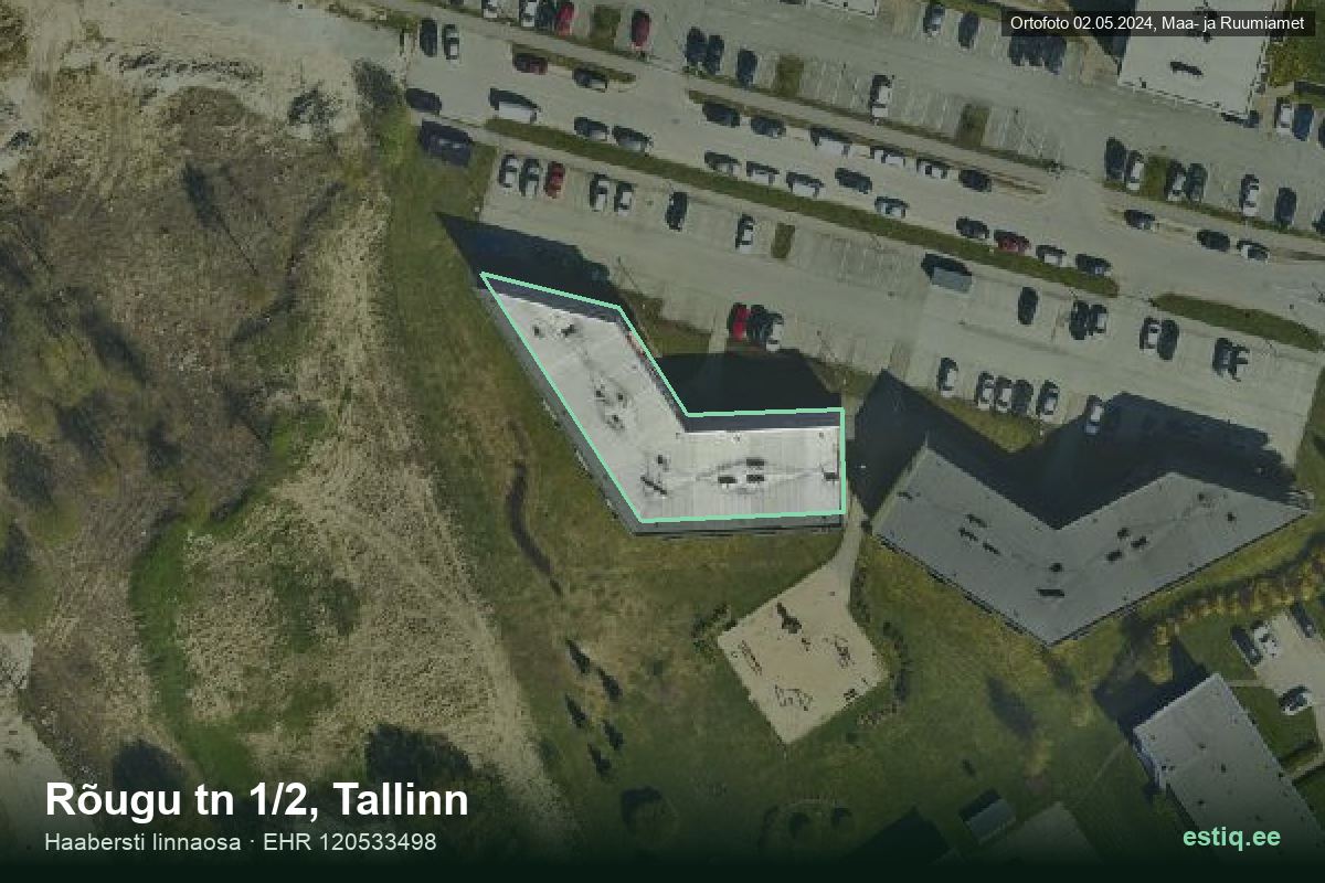 Rõugu tänav 1/2, Tallinn – ilmakuva rakennuksesta, ääriviiva rakennusrekisteristä (EHR)