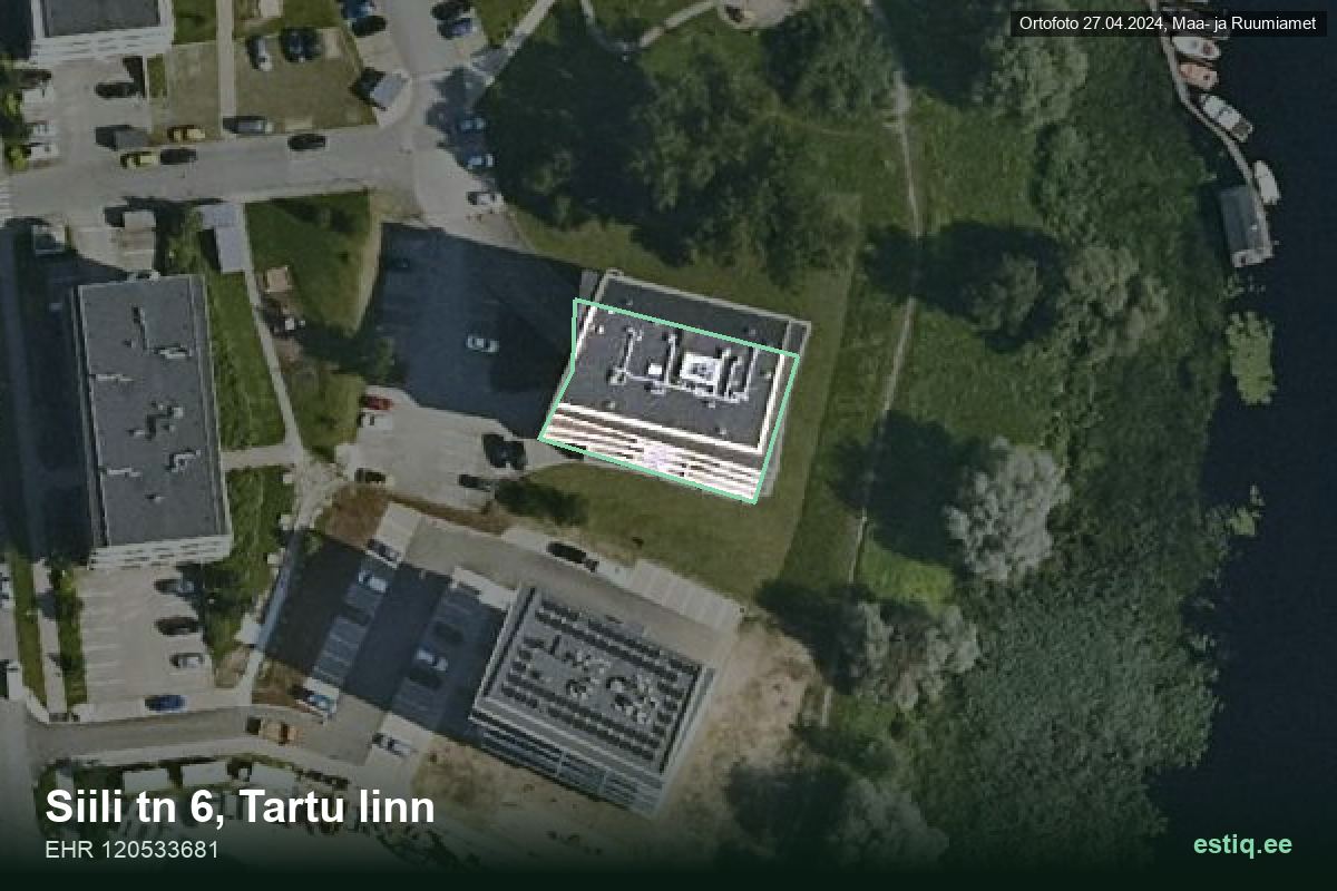 Siili tänav 6, Tartu – hoone aerofoto, kontuur ehitisregistri (EHR) andmetest