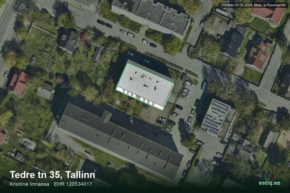 Tedre tänav 35, Tallinn – hoone aerofoto, kontuur ehitisregistri (EHR) andmetest