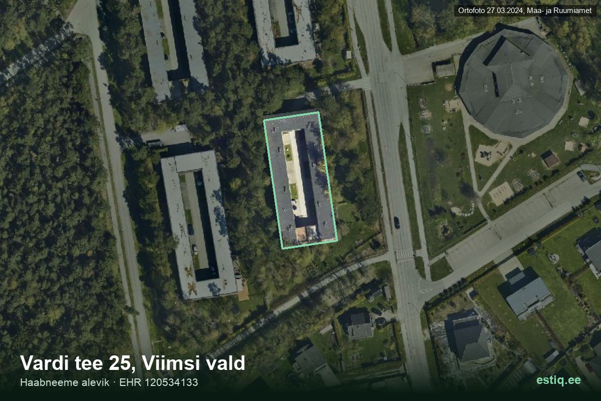 Vardi tee 25, Viimsi – hoone aerofoto, kontuur ehitisregistri (EHR) andmetest