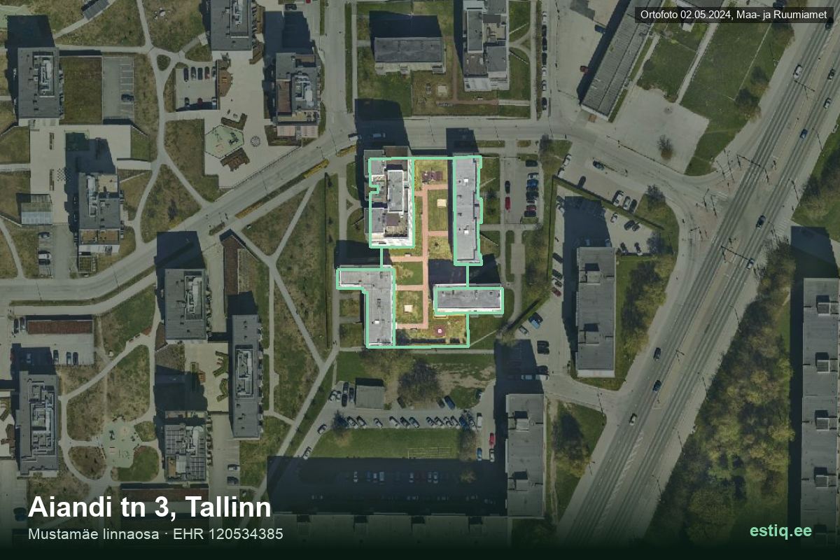 Aiandi tänav 3/1, Tallinn – hoone aerofoto, kontuur ehitisregistri (EHR) andmetest