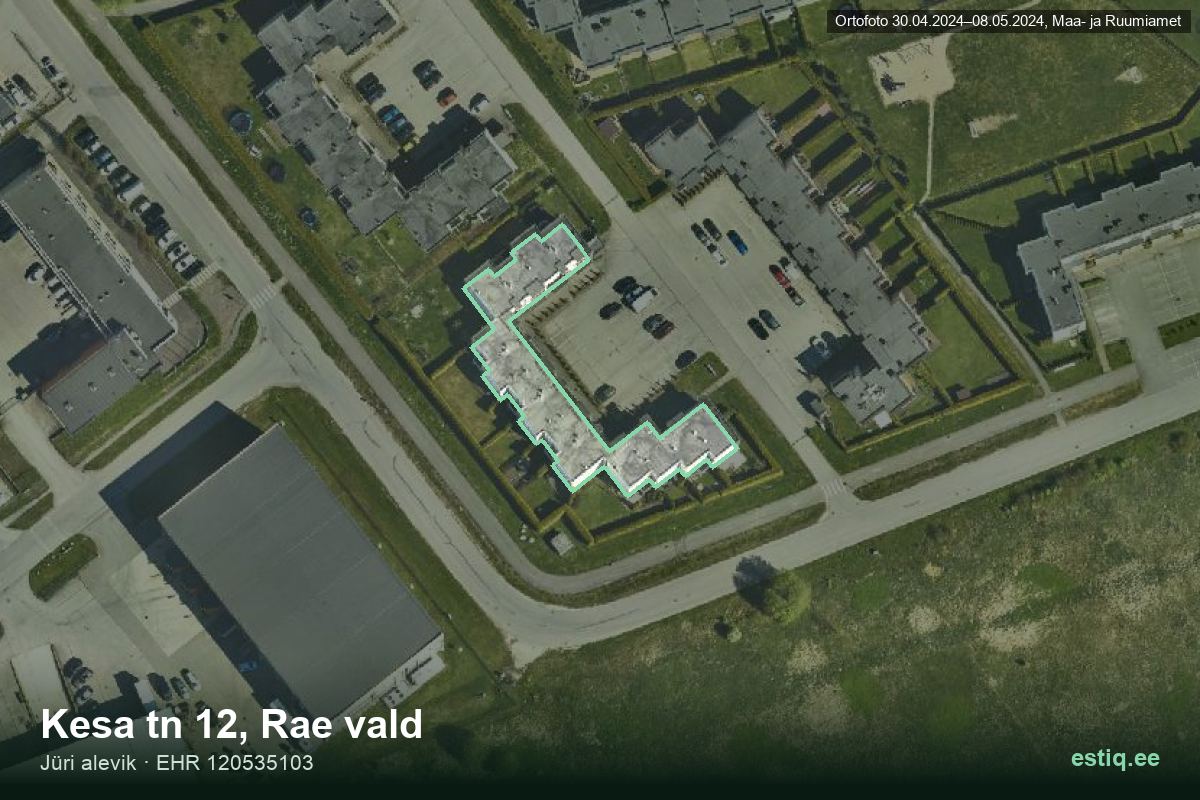 Kesa tänav 12, Rae – aerial photo of the building, outline from the Building Register (EHR)