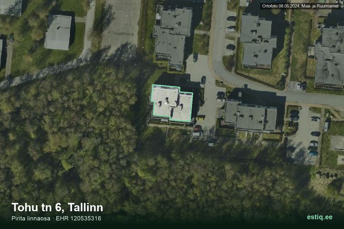 Tohu tänav 6, Tallinn – hoone aerofoto, kontuur ehitisregistri (EHR) andmetest