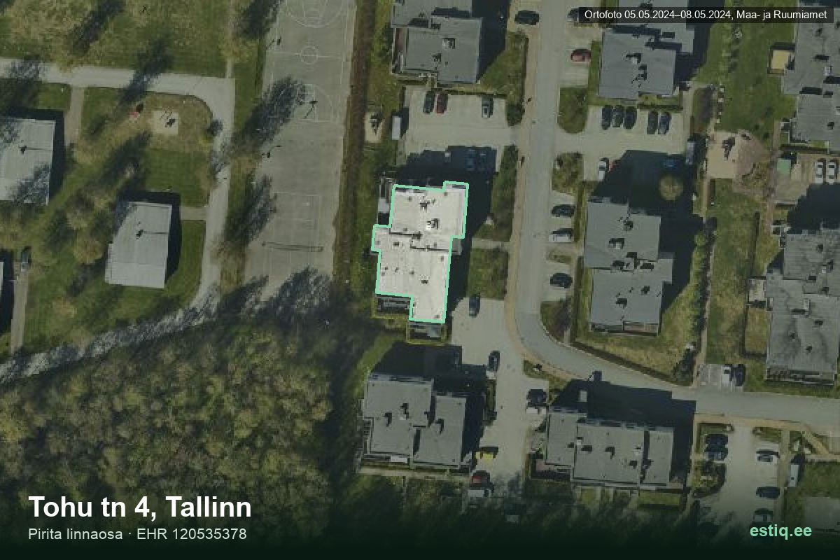 Tohu tänav 4, Tallinn – hoone aerofoto, kontuur ehitisregistri (EHR) andmetest