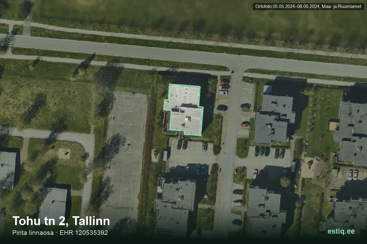 Tohu tänav 2, Tallinn – hoone aerofoto, kontuur ehitisregistri (EHR) andmetest