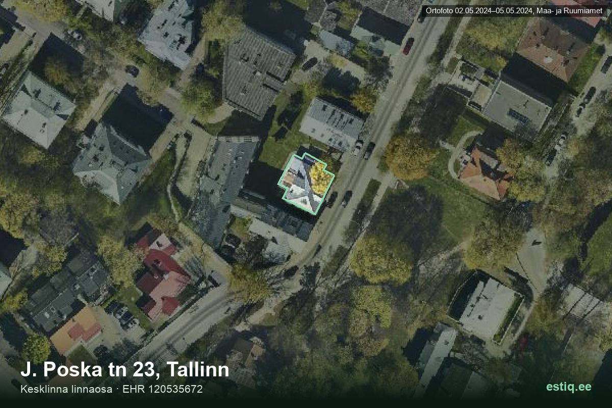 J. Poska tänav 23, Tallinn – aerial photo of the building, outline from the Building Register (EHR)