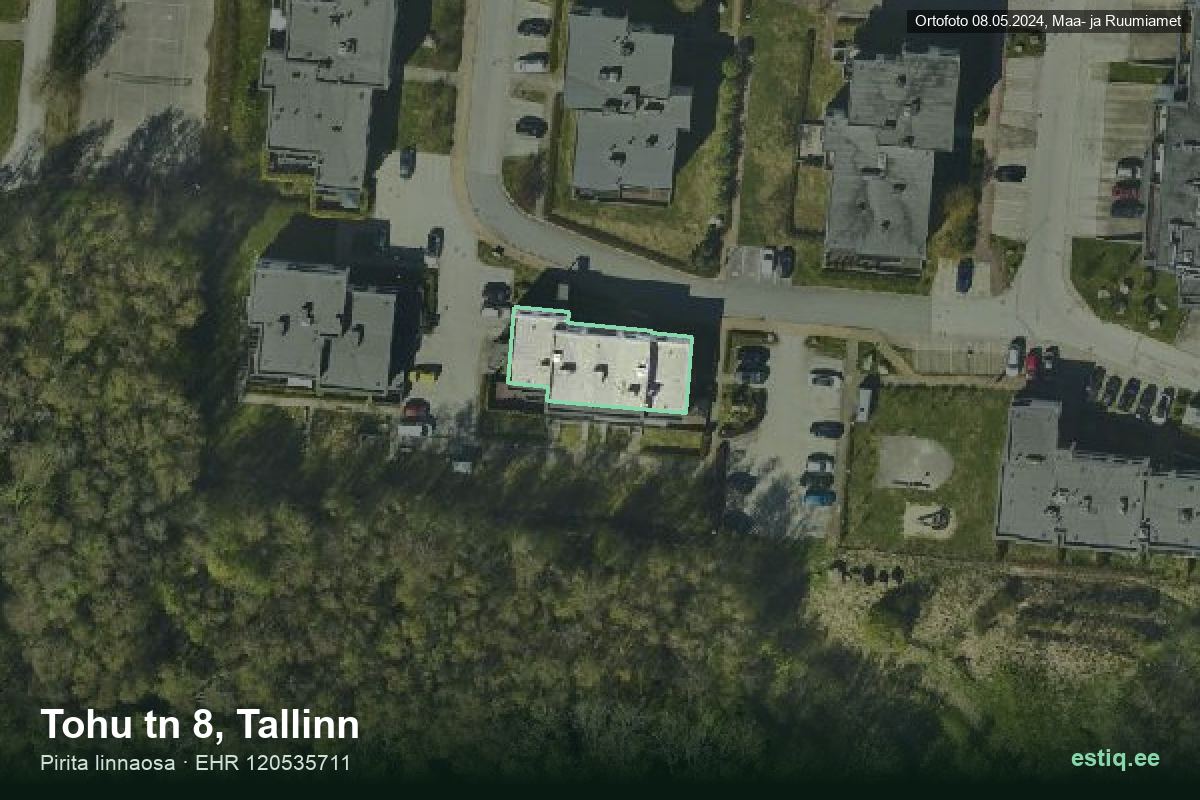 Tohu tänav 8, Tallinn – hoone aerofoto, kontuur ehitisregistri (EHR) andmetest