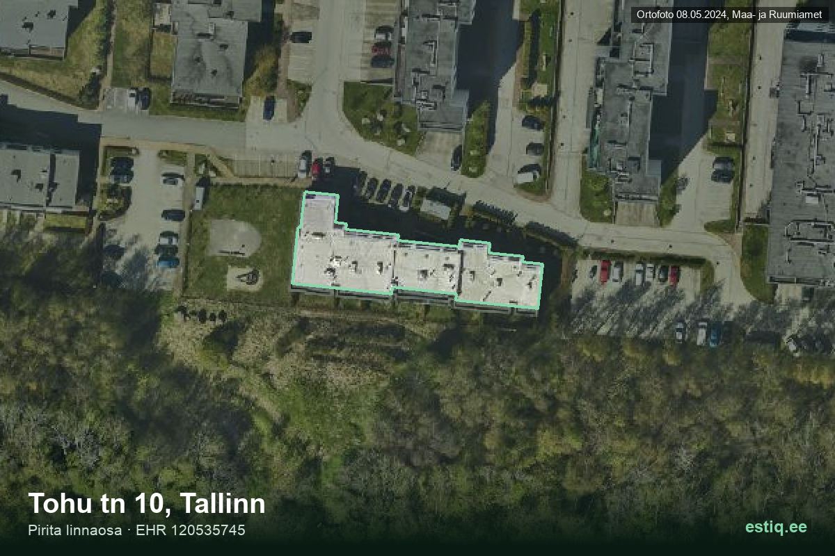 Tohu tänav 10, Tallinn – hoone aerofoto, kontuur ehitisregistri (EHR) andmetest