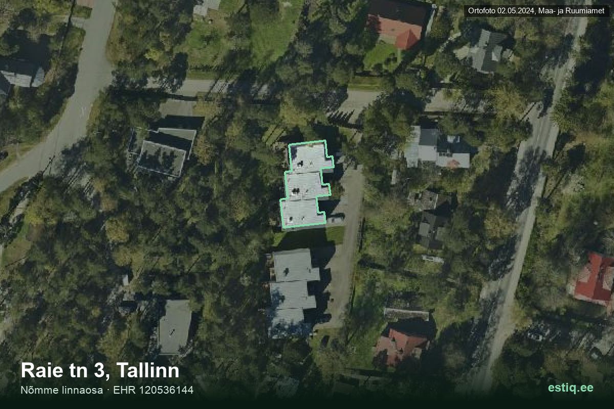Raie tänav 3, Tallinn – hoone aerofoto, kontuur ehitisregistri (EHR) andmetest