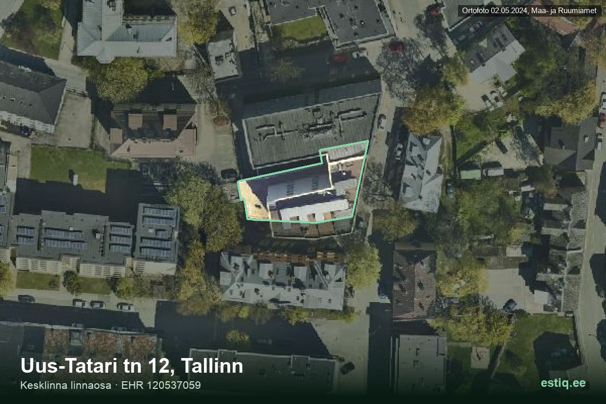 Uus-Tatari tänav 12, Tallinn – aerial photo of the building, outline from the Building Register (EHR)