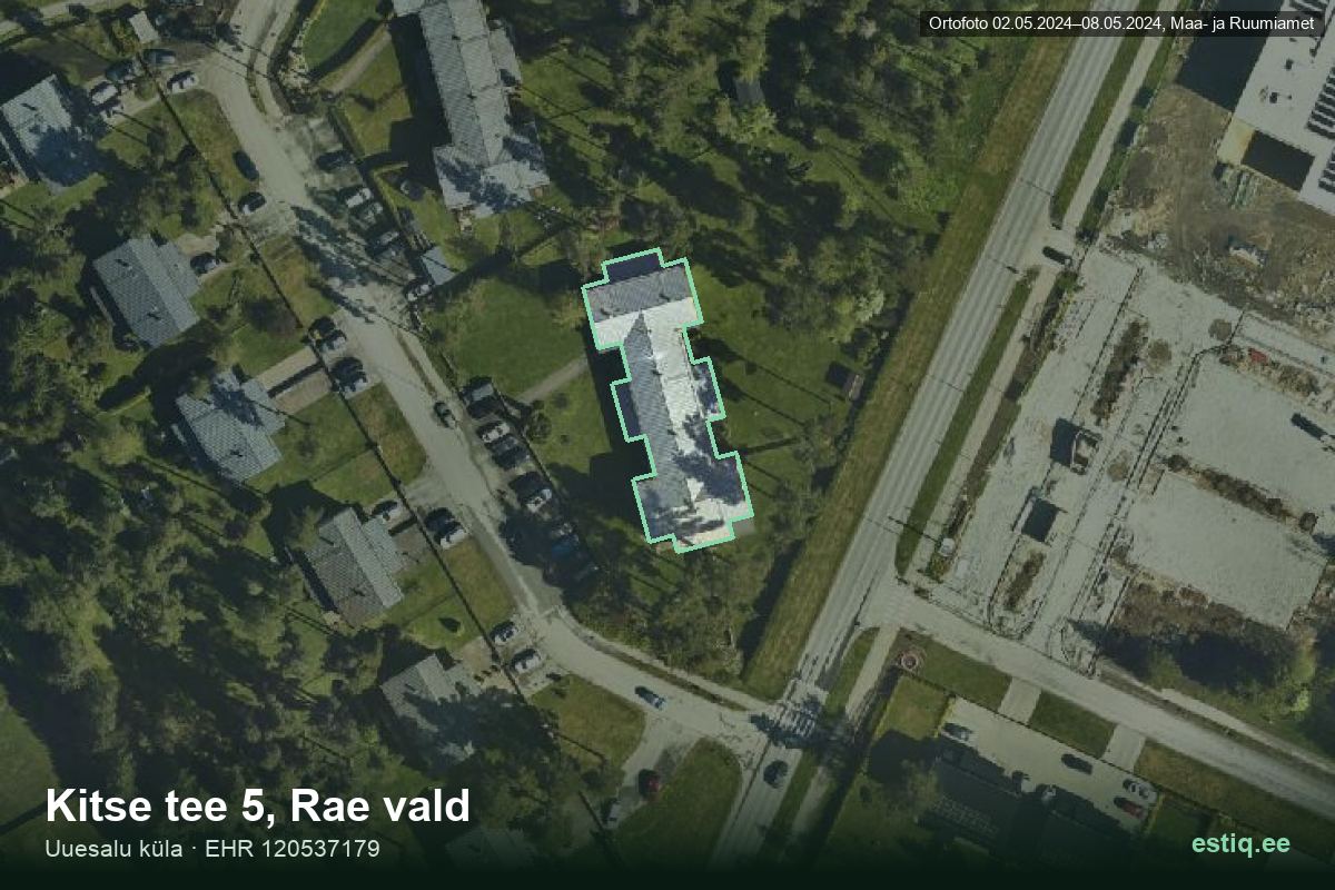 Kitse tee 5, Rae – hoone aerofoto, kontuur ehitisregistri (EHR) andmetest