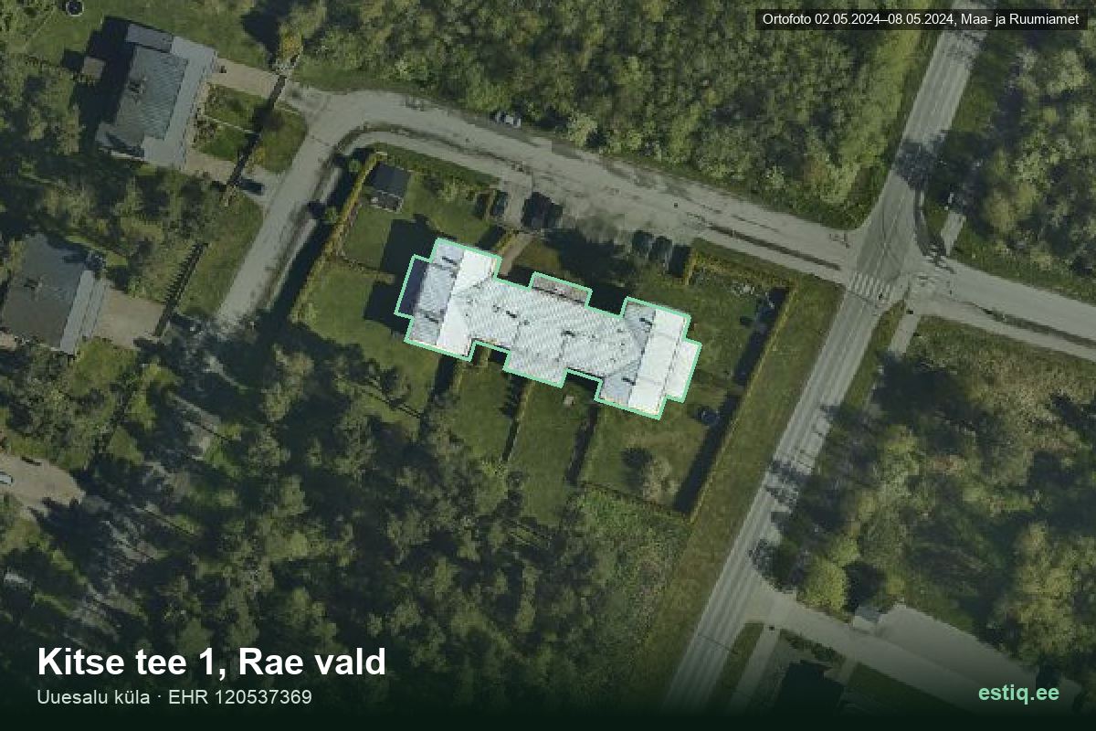 Kitse tee 1, Rae – hoone aerofoto, kontuur ehitisregistri (EHR) andmetest
