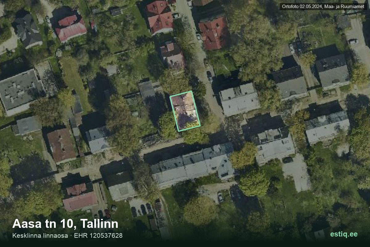 Aasa tänav 10, Tallinn – hoone aerofoto, kontuur ehitisregistri (EHR) andmetest