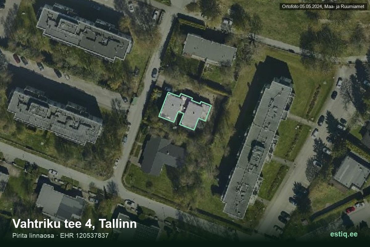 Vahtriku tee 4, Tallinn – hoone aerofoto, kontuur ehitisregistri (EHR) andmetest
