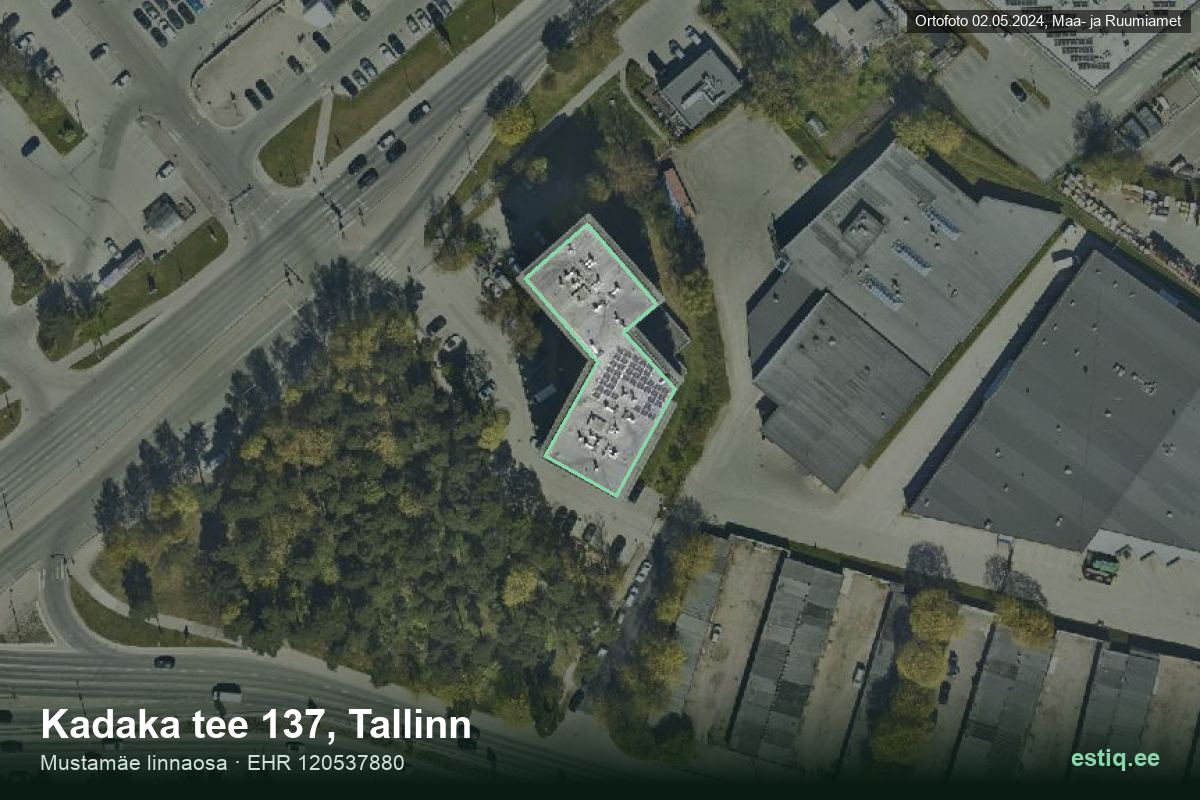 Kadaka tee 137, Tallinn – hoone aerofoto, kontuur ehitisregistri (EHR) andmetest