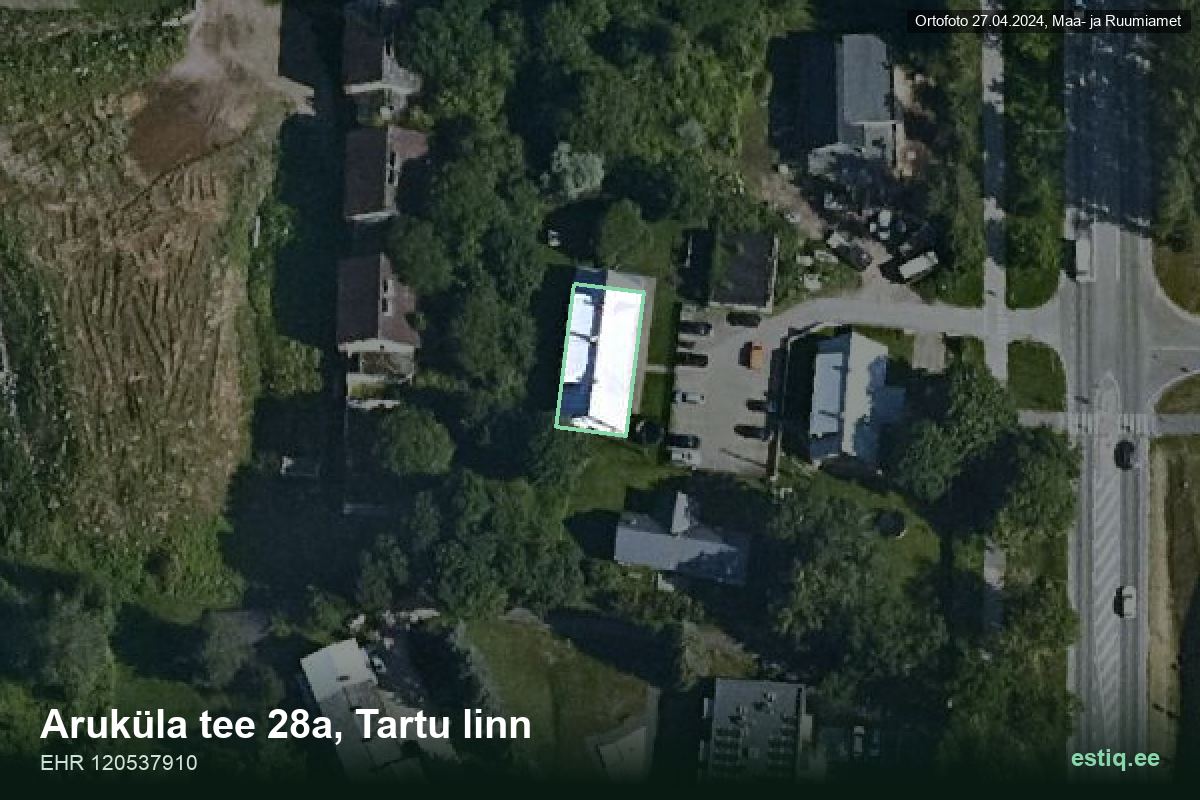 Aruküla tee 28a, Tartu – hoone aerofoto, kontuur ehitisregistri (EHR) andmetest