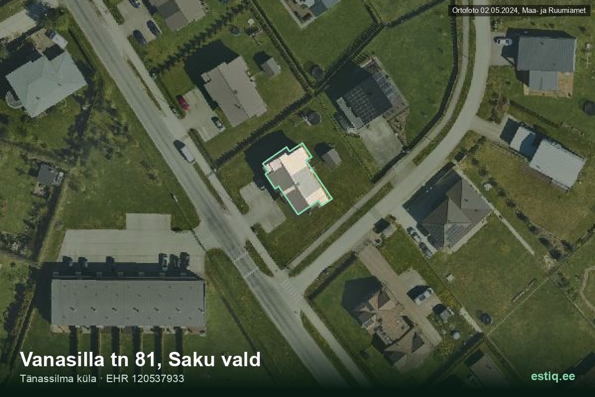 Vanasilla tänav 81, Saku – аэрофото дома, контур по данным регистра строений (EHR)
